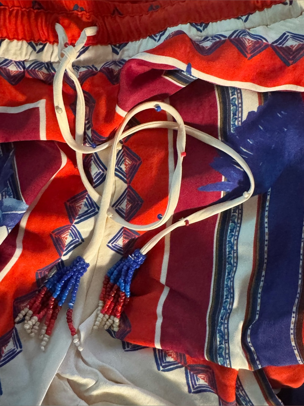 Farm Rio Macaw Scarf Red White Blue Two Piece Set XL - Picture 7 of 13